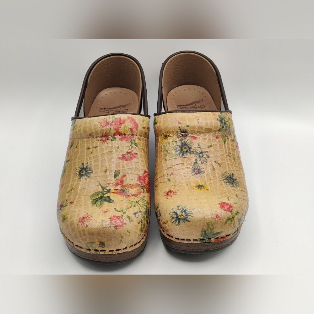 Dansko Floral Leather Clogs